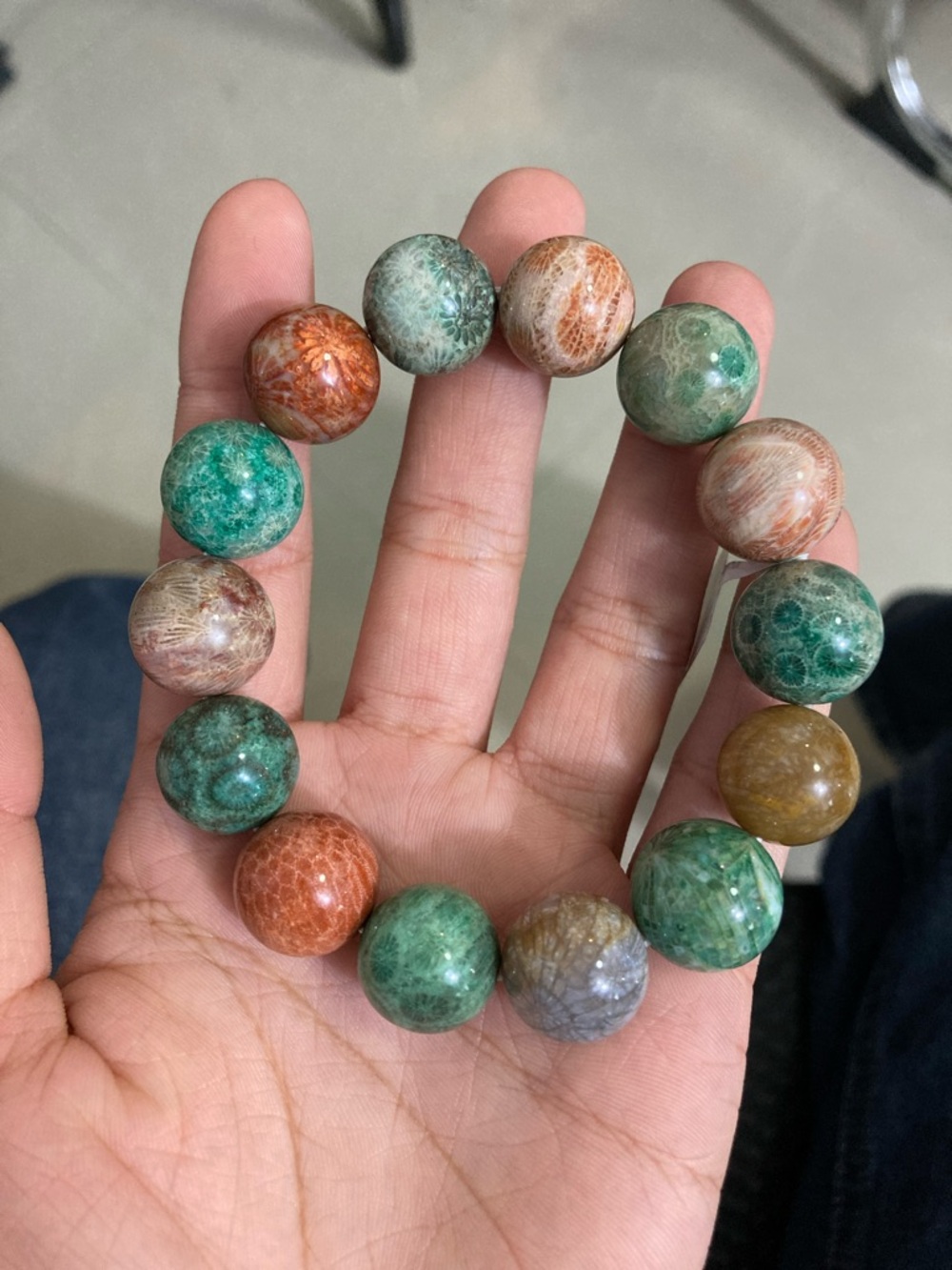 Multicolor Natural coral stone Stretch Bracelet